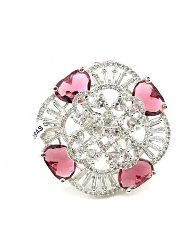 SORTIJAS BODAS ELEGANTE DISEÑO DE ROSETON ROSA CON CIRCON