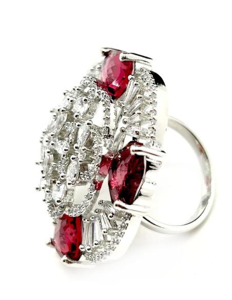 SORTIJAS BODAS ELEGANTE DISEÑO DE ROSETON ROSA CON CIRCON
