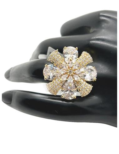 ANILLOS GRANDES PARA BODA FLOR DECORADA CON CIRCONITAS