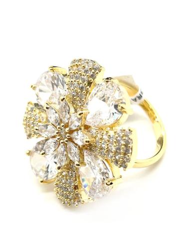 ANILLOS GRANDES PARA BODA FLOR DECORADA CON CIRCONITAS