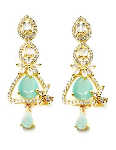 PENDIENTES LARGOS VERDE AGUA EXQUISITO DISEÑO ESPECIAL BODAS
