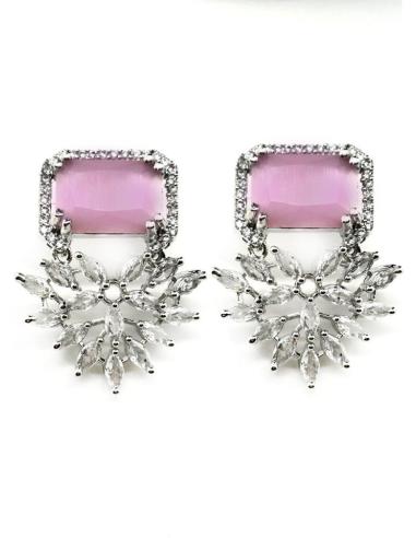 PENDIENTES ROSAS PARA BODAS DISEÑO CORTE ESMERALDA