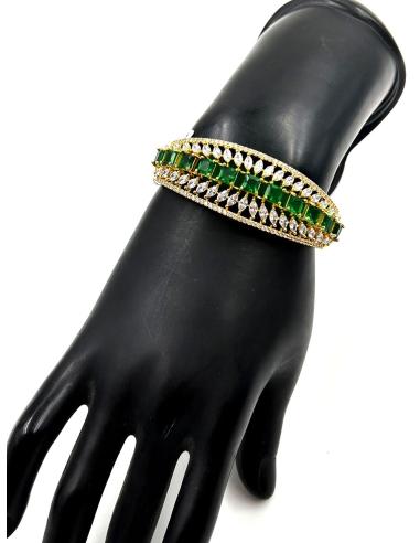 EXQUISITAS PULSERAS BODA DORADAS CON TALLAS VERDES Y CIRCON