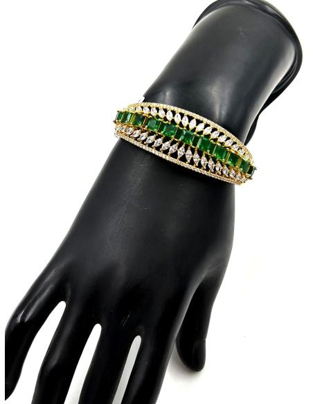 EXQUISITAS PULSERAS BODA DORADAS CON TALLAS VERDES Y CIRCON