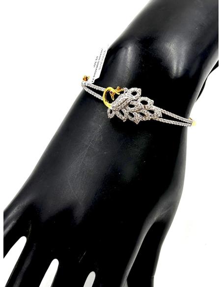 PULSERAS DORADAS ELEGANTES CON PAVO REAL DE CIRCONITAS