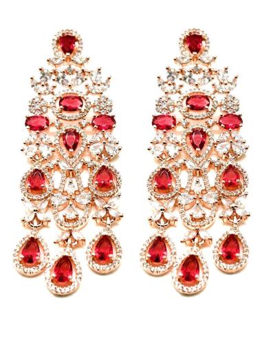 PENDIENTES LARGOS DE PEDRERIA  ROSA ARA BODAS ESTILO ANTIGUO