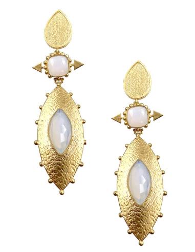 PENDIENTES DE FIESTA LARGOS CON EXQUISITO DISEÑO PIEDRA LUNA