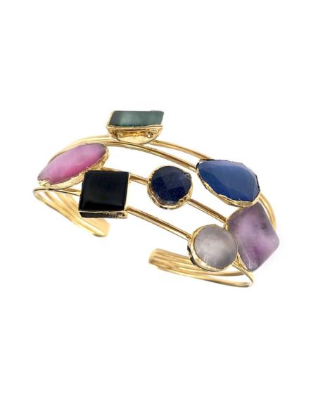 HERMOSO BRAZALETE DORADO DECORADO CON PIEDRAS