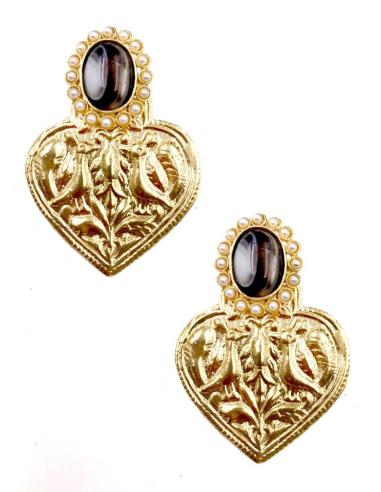 PENDIENTES JOYA CON PRECIOSO DISEÑO DE CORAZON DORADO
