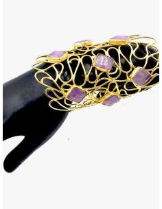 PRECIOSO BRAZALETE DORADO CON PIEDRAS MALVAS PARA BODAS