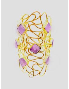 PRECIOSO BRAZALETE DORADO CON PIEDRAS MALVAS PARA BODAS 2