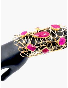 PRECIOSO BRAZALETE DORADO DE BODA CON PIEDRAS BUGAMBILIAS 2