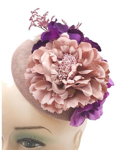 TOCADOS BODA PEQUEÑOS CON FLORES ROSAS Y MORADAS