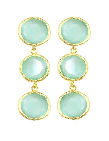 PENDIENTES LARGOS DE TRIPLE PIEDRA EN EL COLOR QUE PREFIERA