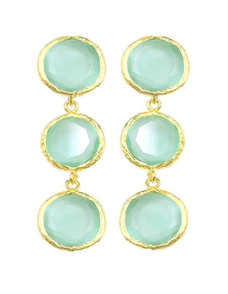 PENDIENTES LARGOS DE TRIPLE PIEDRA EN EL COLOR QUE PREFIERA