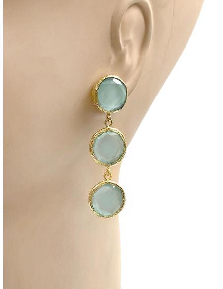 PENDIENTES LARGOS DE TRIPLE PIEDRA EN EL COLOR QUE PREFIERA