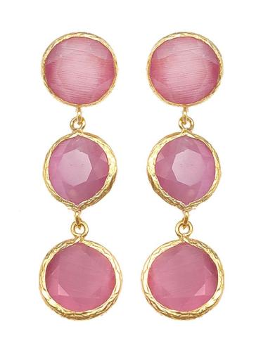 PENDIENTES LARGOS DE TRIPLE PIEDRA EN EL COLOR QUE PREFIERA