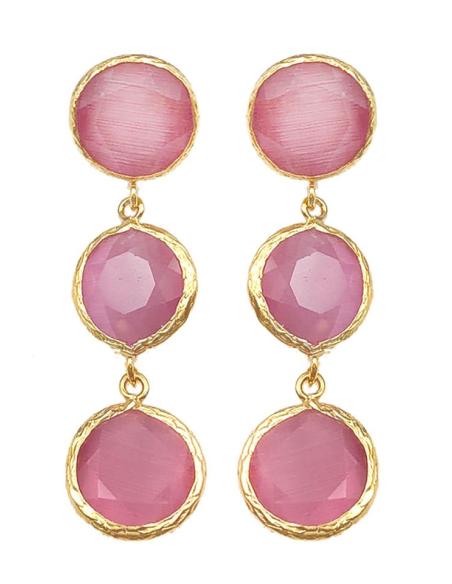 PENDIENTES LARGOS DE TRIPLE PIEDRA EN EL COLOR QUE PREFIERA