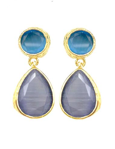 PENDIENTES PEQUEÑOS DE PIEDRA DE COLOR CON BAÑO DE ORO