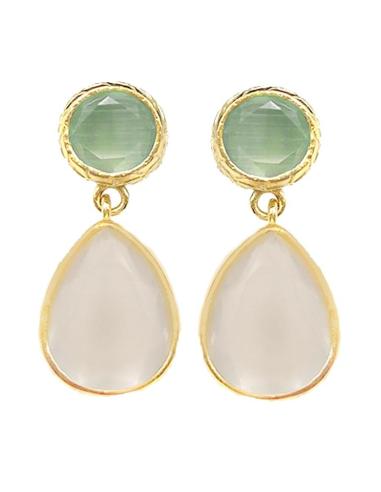 PENDIENTES PEQUEÑOS DE PIEDRA DE COLOR CON BAÑO DE ORO