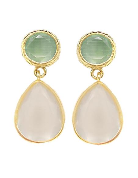 PENDIENTES PEQUEÑOS DE PIEDRA DE COLOR CON BAÑO DE ORO