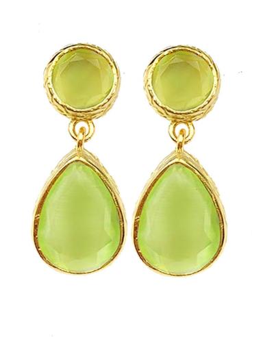 PENDIENTES PEQUEÑOS DE PIEDRA DE COLOR CON BAÑO DE ORO