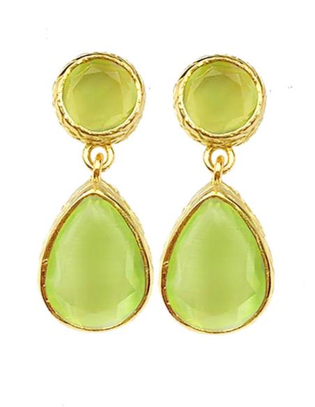 PENDIENTES PEQUEÑOS DE PIEDRA DE COLOR CON BAÑO DE ORO