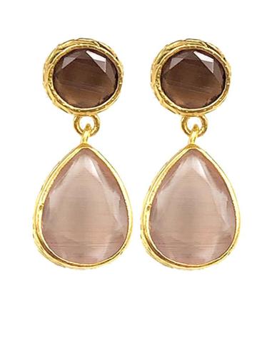 PENDIENTES PEQUEÑOS DE PIEDRA DE COLOR CON BAÑO DE ORO