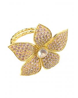 ANILLOS GRANDES ROSAS CON VISTOSA FLOR DE PEDRERIA JOYA