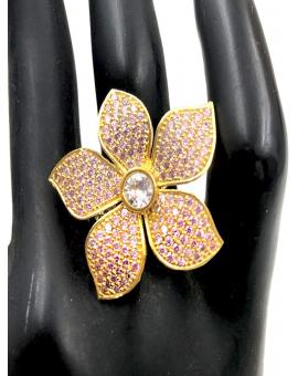 ANILLOS GRANDES ROSAS CON VISTOSA FLOR DE PEDRERIA JOYA 2