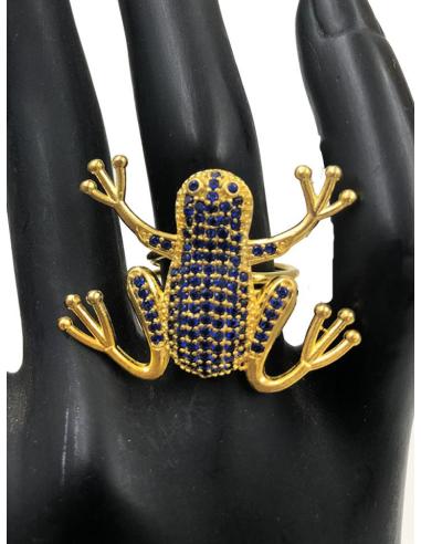 ANILLOS AJUSTABLES AZUL MARINO CON ORIGINAL DISEÑO DE RANA