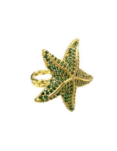ANILLOS VERDES DE ESTRELLA DE MAR ELEGANTE Y ORIGINAL
