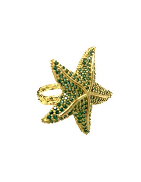 ANILLOS VERDES DE ESTRELLA DE MAR ELEGANTE Y ORIGINAL