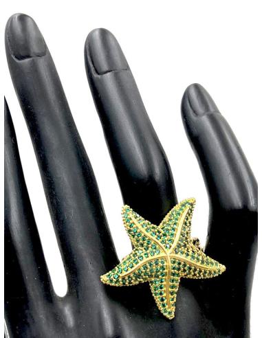 ANILLOS VERDES DE ESTRELLA DE MAR ELEGANTE Y ORIGINAL