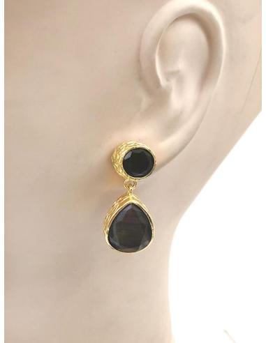 PENDIENTES PEQUEÑOS DE PERLA Y PIEDRA COLOR PARA BODAS DE DIA