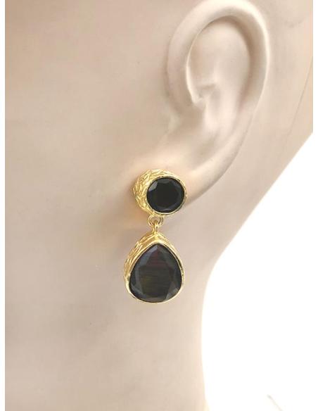 PENDIENTES PEQUEÑOS DE PERLA Y PIEDRA COLOR PARA BODAS DE DIA