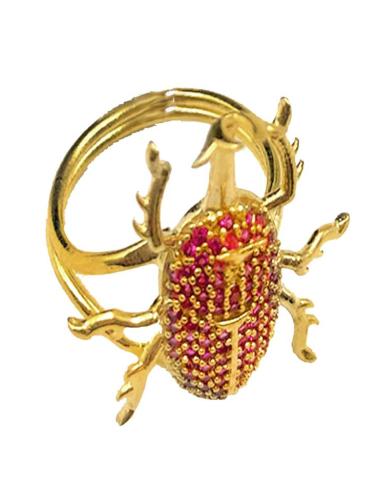 ANILLOS ORIGINALES FUCSIAS CON AMULETO DE ESCARABAJO EGIPCIO