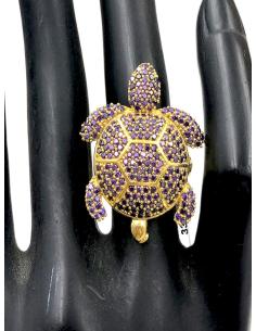 ANILLOS MORADOS AJUSTABLES CON SIMPATICO DISEÑO DE TORTUGA