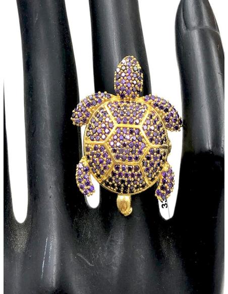ANILLOS MORADOS AJUSTABLES CON SIMPATICO DISEÑO DE TORTUGA