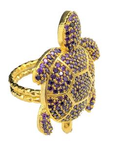 ANILLOS MORADOS AJUSTABLES CON SIMPATICO DISEÑO DE TORTUGA 2