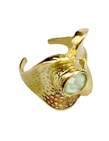 ANILLOS PARA BODAS DISEÑO DORADO CON DETALLE VERDE AGUA