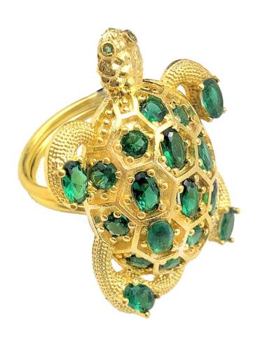 ANILLOS DE TORTUGAS VERDES CON PEDRERIA BRILLO