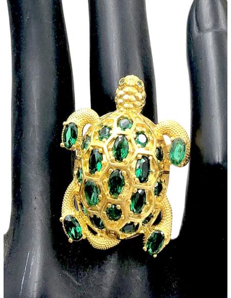ANILLOS DE TORTUGAS VERDES CON PEDRERIA BRILLO