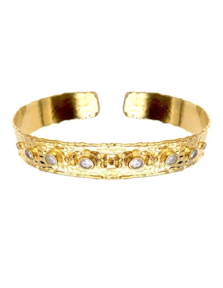 PULSERAS DORADAS CON PEDRERIA BLANCA PERFECTA PARA BODAS