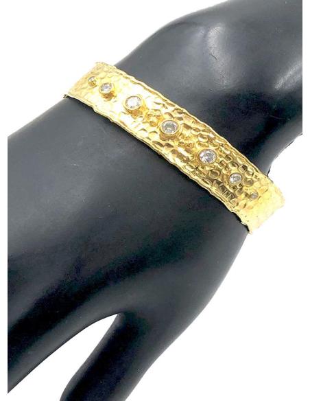 PULSERAS DORADAS CON PEDRERIA BLANCA PERFECTA PARA BODAS