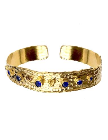 PULSERAS DORADAS CON PEDRERIA AZULONA PERFECTA PARA BODAS