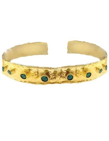 PULSERAS DORADAS CON PEDRERIA ESMERALDA PERFECTA PARA BODAS