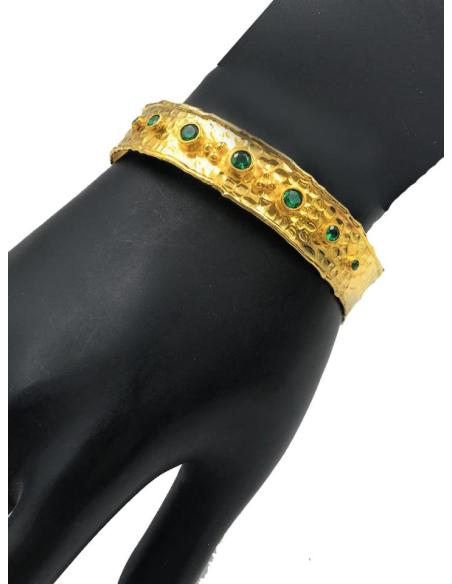 PULSERAS DORADAS CON PEDRERIA ESMERALDA PERFECTA PARA BODAS