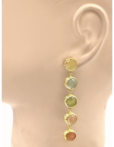 PENDIENTES LARGOS CON PEDRERIA EN TONOS PARA BODAS