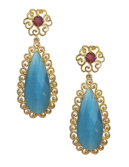 PENDIENTES LARGOS AZUL TURQUESA PARA SER LA INVITADA PERFECTA